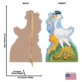 Cardboard People Stork with Baby Boy Life Size Cardboard Cutout Standup