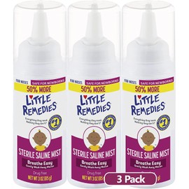 Little Remedies Bruma nasal salina estéril | Seguro para recién nacidos | 2 onzas líquidas | Paquete de 3