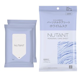 LEC NUTANT Flushable Toilet Personal Care Sheet for Face and Whole Body Buttocks (10 Sheets x 2), White Musk Scent/Large Sheet 9.8 x 7.9 inches (25 x 20 cm), Additive-free, Moisturizing Formulation