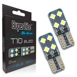 Superlite Set of 2 T10 Bulbs with 8 Leds from the Blue Series range. CanBus Technology and 6500K Colour Temperature. Ideal for Car and Truck.