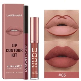 Langmanni Ultra Matte Lip Contour Kit, Gloss, Lipgloss, Makeup, Moisturizing, Waterproof - Color: 05