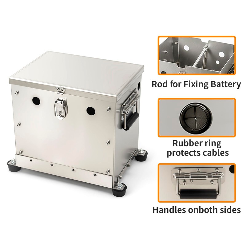 CNRAQR Aluminum Battery Box Relocation Kit Universal RV/Trailer Battery Box