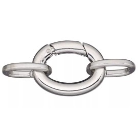 Platinum Clasp, Self Closing, 2 Stainless Steel 21x16mm OVAL Hinged Bail w/ Jump Rings
