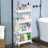 SOLEJAZZ Slim Rolling Storage Cart with Wheels 4 Tier Skinny