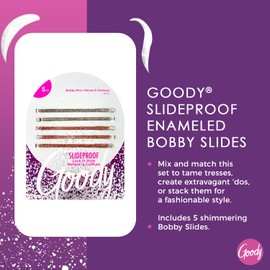 Goody Icy Holiday Enameled Bobby Pin Set - 5 Count, Silver and Gold - Hair Accessories for Men, Women, Boys and Girls to Style With Ease and Keep Your Hair Secured - For All Hair Types