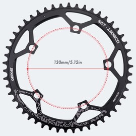 DJC Bike Chainring 130BCD 40T to 58T Round Chainwheel Narrow Wide Tooth Lightweight for 7 8 9 10 11 12 Speed Road Bike Folding Bike (44T)