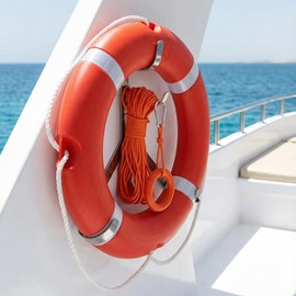 23 inch Boat Safety Throw Ring with Water Floating Lifesaving Rope 98.4FT Set, 1.5 KG International Standard Outdoor Professional Throwing Rings Rope Rescue Lifeguard Lifesaving