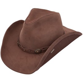 Stetson Men's Roxbury Shapeable Leather Cowboy Western Hat, Mocha, Large