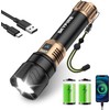 SKYFIRE Rechargeable Flashlight High Lumens,8000mAh Super Bright Flashlight,Zoomable,4 Modes,Waterproof LED