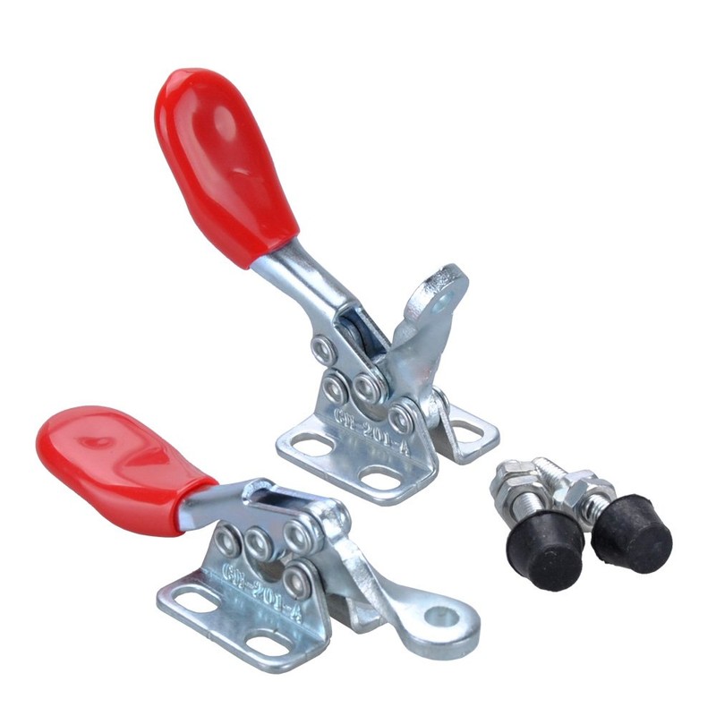 E-TING 4pcs Hand Tool Toggle Clamp Red Plast Horizontal Quick