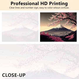 TISHIRON Paint by Number for Adults Japanes Famous Cherry Blossom Flower Hill and Amazing Tree Adults' Paint-by-Number Kits Landscaping Paint by Numbers Craft Kits, 16x20 Inch