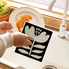 LARTSFRO Swedish Dishcloths for Kitchen, Vintage Floral Swedish DishCloths, Papaya Reusable Paper Towels Washable Sponge Cloths, 4 Pcs Dish Towels for Kitchen Party Home Housewarming Cleaning Cloths