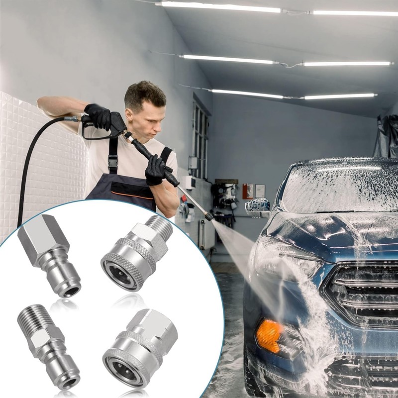 2 Sets NPT 3/8 Inch Pressure Washer Coupler Quick Connect