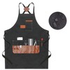 Barber Apron Multi Pocket Waterproof Black Chef Aprons for Art