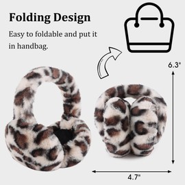 Yuoahcn Women Winter Ear Muffs Faux Fur Warm Earmuffs Lady Girls Plush Ear Warmers Outdoor Ear Covers Headband (Leopard white)