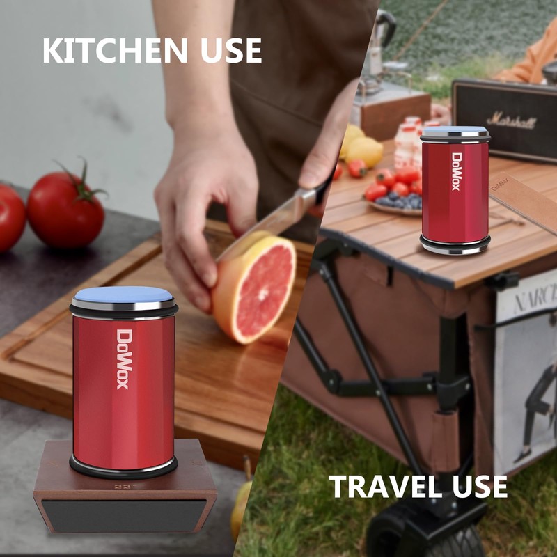 DOWOX Longer Rolling Knife Sharpener with Leather Strop, Upgraded Rolling