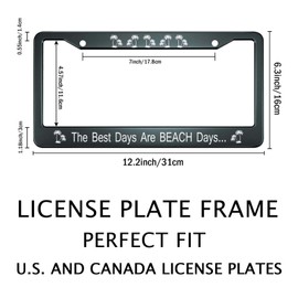 Smooffly The Best Days are Beach Days License Plate Frame, Beach License Plate Holder, Palm Trees License Plate Car Accessories License Plate Art 12.2 x 6.3 Inch