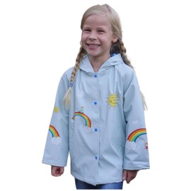 Foxfire for Kids Light Blue Rainbow Art Raincoat size 5