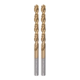 HARFINGTON 2pcs Twist Drill Bits 5.6mm Titanium Coated (HSS-E) M42 High Speed Steel 8% Cobalt Straight Shank for Stainless Steel Aluminum Alloy Metal