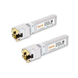 6COMGIGA Pack of 2 10G SFP+ RJ45 Copper Module, 10GBase-T SFP+ to RJ45 Transceiver, CAT6A/CAT7, 30m, Hot-Swappable, Compatible with Cisco SFP-10G-T-S/Ubiquiti UF-RJ45-10G/MikroTik S+RJ10/D-Link