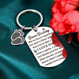Baby Shower Gifts for New Dad Gifts for Men Gifts for New Dad to Be Gifts for Husband from Wife First Fathers Day First Time Dad Gifts Daddy to Be Keychain Christmas from Newborn Baby Boy Girl Bump