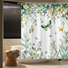 RJSMRJ Green Plant Shower Curtain Tropical Eucalyptus Leaves Butterfly Spring