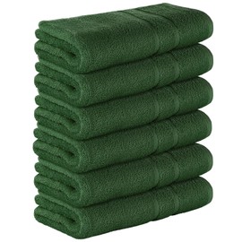 Premium 6 Pack Hand Towel Set 100% Ring Spun Cotton Towel Lightweight and Highly Absorbent Bathroom Towel Soft Terry Towels for Bathroom Hotel Travel Restaurant Salon Spa Kitchen Gym Pool Hunter Green
