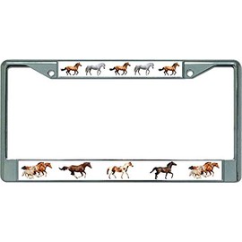Wild Horses Chrome License Plate Frame