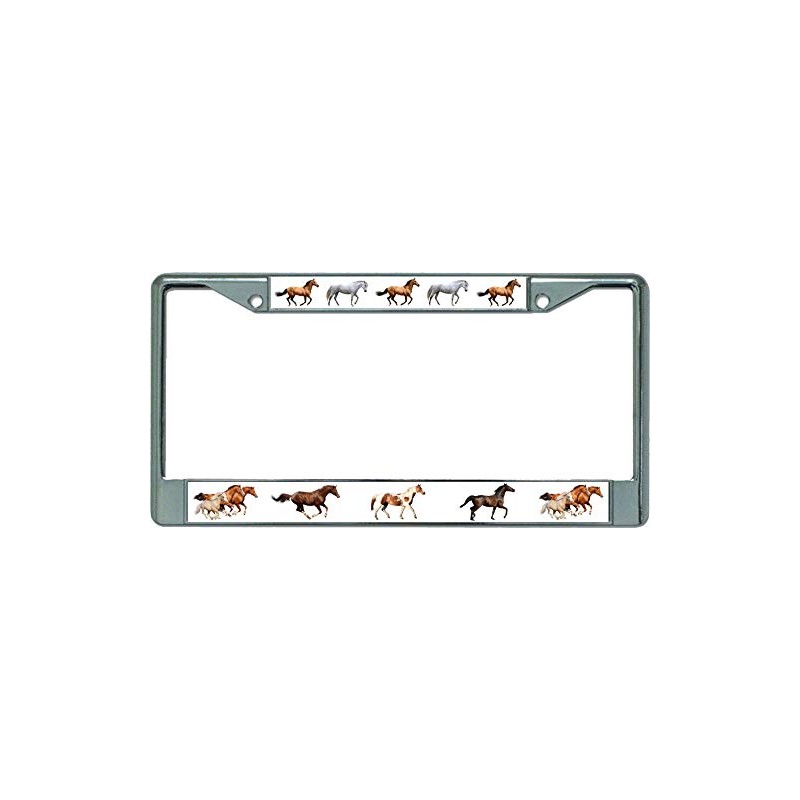 Wild Horses Chrome License Plate Frame