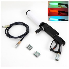 CO2 Cannon Fog Machine Handheld LED CO2 Cannon Gun RGB Jet Machine Club Bar DJ Effects Fogger Color-Changing Smoke Gun with Controllable Lights for Stage Shows, Clubs, Parties