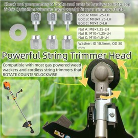 Quintillus H02 Weed Eater Head Universal Trimmer Head String Trimmer Head Bump Feed Weed Wacker Head Grass Trimmer Head Replacement for Weed Warrior, Echo, Husqvarna, Comes with .095 Trimmer Line