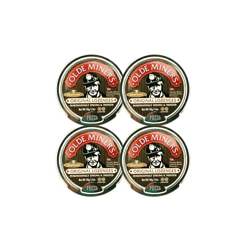 Simpkins Original Olde Miners Lozenges, 50g Tin, Pack of 4