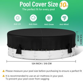 10Ft Round Pool Cover, 600D Oxford Cloth Pool Covers for Above Ground Pools, Pool Solar Cover W/4 Weight sandbags, Waterproof Dustproof Swimming Stock Tank Pool Protector