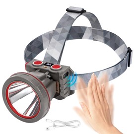 Super Bright Coon Hunting Headlamp, High Lumen LED Headlight with Battery Level Display, Waterproof Rechargeable Spotlight, Hands-Free 2 Light Modes for Hunting & Outdoor Activities (White Light)