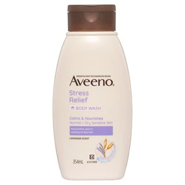 Aveeno Stress Relief Body Wash - Dry Skin, Colloidal Oatmeal, Ylang Ylang, Chamomile, Lavender Essential Oils, 354mL (Packaging May Vary)