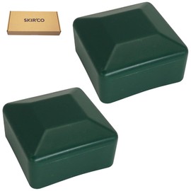 SKIR'CO (2 pcs) Fence Post Caps, Square 50 x 50 mm Green Plastic Caps for Fence Posts, Moss Green RAL 6005 Colour