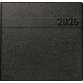 BRUNNEN Book Calendar Model 766 (2025), 2 Pages = 1 Week, 210 × 205 mm, 144 Pages, Foam Film Cover, Inner Hard Film, Black