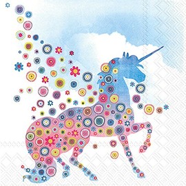 Boston International IHR 3-Ply Paper Napkins, 20-Count Lunch Size, Magic Unicorn