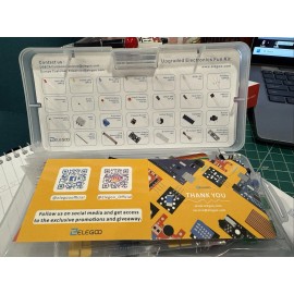 Arduino Elegoo Upgraded Electronics Fun Kit w/PwrSup Mod., Breadboard, wires, components
