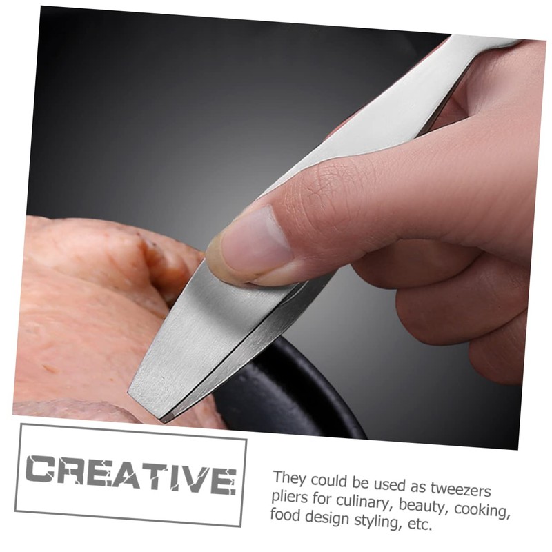 Zerodeko Stainless Steel Fish Tweezers Ergonomic Cooking Tool for Hair