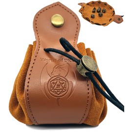 World of Dice - 2-in-1 dice bag and dice pad - faux leather, brown, dice bag for D&D, DSA, Shadowrun, brown