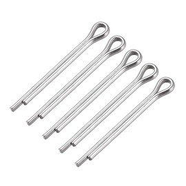 sourcing map Split Cotter Pin - 4mm x 35mm 304 Stainless Steel 2-Prongs Silver Tone Fastener Clip Key 5Pcs