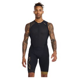 2XU Men's Light Speed Front Zip Trisuit Black/Gold S