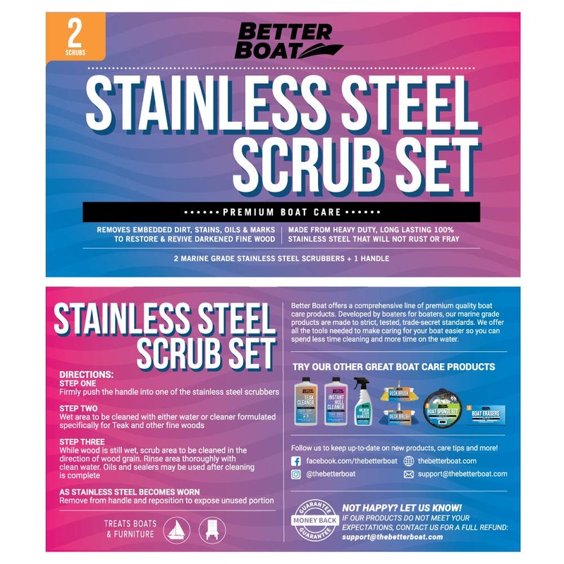 Stainless Steel Scrubber Set, Marine Grade Steel Wool Scouring Pads