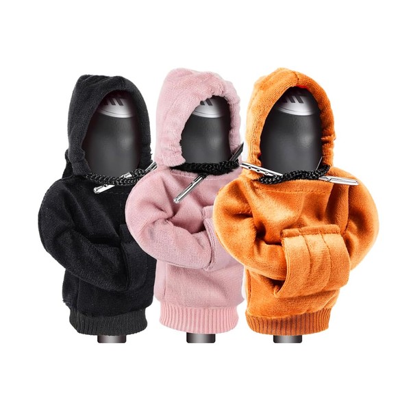 Pack of 3 Gear Lever Hoodies Gear Lever Cover Gear Stick Hoodie Car Gear Knob Cover Mini Hoodie Stylish Pullover Design Cover Universal Car Gear Knob Interior Accessories