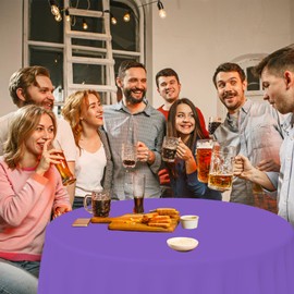 84 Inch Deep Purple Plastic Tablecloth - 2 Pack Reusable Rounds for Elegant Events & Celebrations - Durable PEVA, Waterproof & Easy Clean - Perfect for Weddings, Birthdays, Parties (2, Deep Purple)