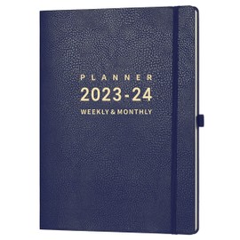 2023-2024 Planner - Weekly & Monthly Planner 2023-2024, 8.5" x 11",July 2023 - June 2024, Pen Holder, Calendar Stickers, Pocket, 25 Notes Pages, Faux Leather Cover, 2 Book Marks, A4 Premium Paper - Blue
