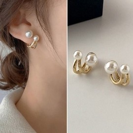 High Quality Pearl Two-Way Best Earrings Simple Double Pearl Earrings (WFJDVWG) / 고품질 진주 투웨이 베스트 귀걸이 심플 더블 진주 이어링 한 (WFJDVWG)