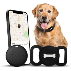 Smart Pet Tracker, Dog Tracker with Black Collar Holder, Smart Tag for Seamless Location Tracking, MFi Certificated, No Monthly Fee, Work with Find My, No GPS Tracker, iOS Only (Black)