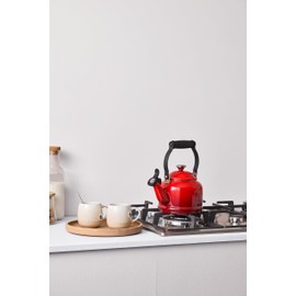 Le Creuset Enamel On Steel Demi Tea Kettle with Metal Finishes, 1.25 qt., Cerise